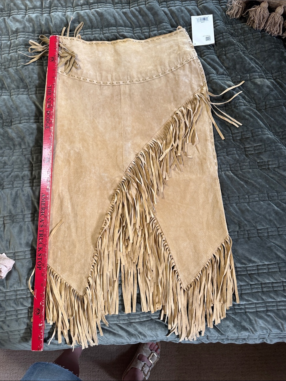 NWT Scully Tan Suede Asymmetrical Fringe Skirt - Picture 9 of 10
